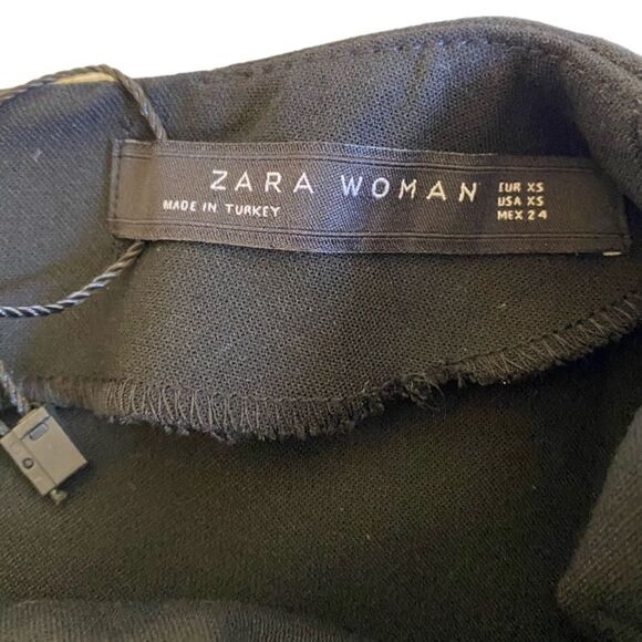 ZARA Women's Shift Midi Dress Size XS Black Ruffled Flutter Sleeves Fairy - Picture 12 of 13